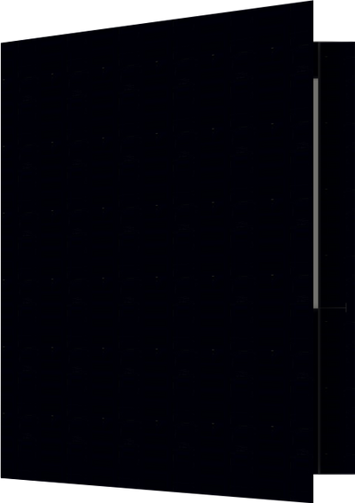 Black Semi-Gloss 14pt C1S 9 1/2 x 11 3/4 Two Pocket Folders with 4 1/2 Inch Pockets and 1 Inch Reinforced Top and Edges