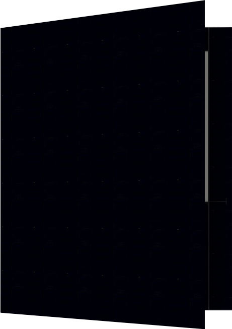 Black Semi-Gloss 14pt C1S 9 1/2 x 11 3/4 Two Pocket Folders with 4 1/2 Inch Pockets and 1 Inch Reinforced Top and Edges