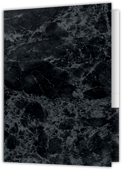Black Marble Semi-Gloss 14pt C1S 9 x 12 Two Pocket Folders with 4 Inch Pockets