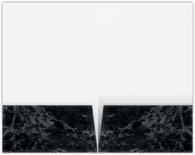 Black Marble Semi-Gloss 14pt C1S 6 x 9 Two Pocket Half Size Folders with 3 Inch Pockets