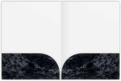 Black Marble Semi-Gloss 14pt C1S 9 x 12 Two Pocket Folders with 4 Inch Curved Pockets