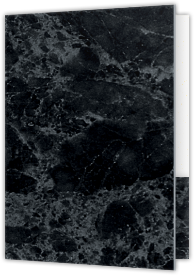 Black Marble Semi-Gloss 14pt C1S 9 x 12 Two Pocket Folders with 4 Inch Curved Pockets