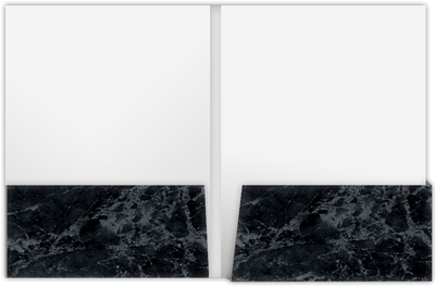 Black Marble Semi-Gloss 14pt C1S 9 x 12 Two Pocket Folders with 4 1/4 Inch Deep Box Pockets and 1/4 Inch Expansion with Double Score Spine