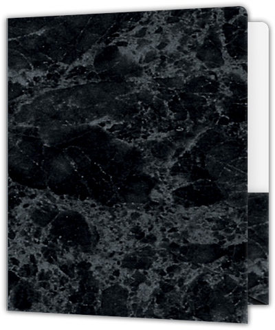 Black Marble Semi-Gloss 14pt C1S 9 x 12 Two Pocket Round Corner Folders with 4 1/4 Inch Pocket