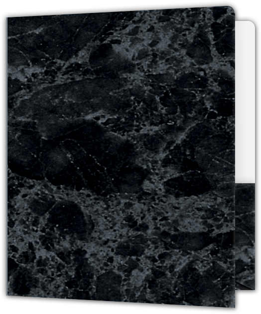 Black Marble Semi-Gloss 14pt C1S 9 x 12 Two Pocket Round Corner Folders with 4 1/4 Inch Pocket