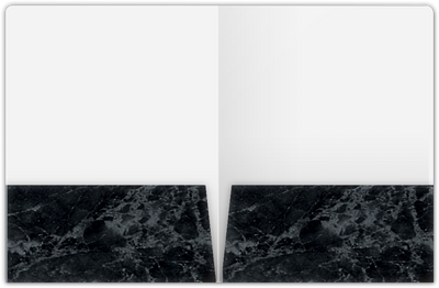 Black Marble Semi-Gloss 14pt C1S 9 x 12 Two Pocket Round Corner Folders with 4 1/4 Inch Pocket