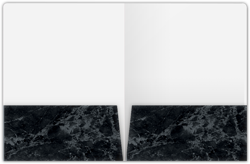 Black Marble Semi-Gloss 14pt C1S 9 x 12 Two Pocket Round Corner Folders with 4 1/4 Inch Pocket