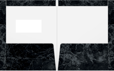 Black Semi-Gloss Marble 14pt C1S 9 1/2 x 11 3/4 Two Pocket Folders with 4 1/2 Inch Pockets and 1 Inch Reinforced Top and Edges