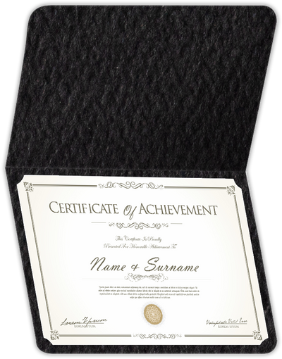 Black Felt 80lb 9 1/2 x 12 Landscape or Portrait Certificate Holders with Rounded Corner Slits