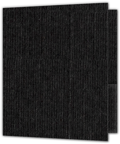 Black Linen 80lb 9 x 12 Two Pocket Folders with 4 Inch Round Corner Pockets