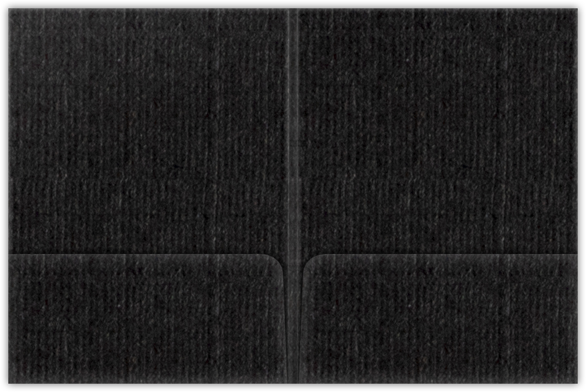 Black Linen 80lb 9 x 12 Two Pocket Folders with 4 Inch Round Corner Pockets and 1/4 Inch Expansion with Double Score Spine