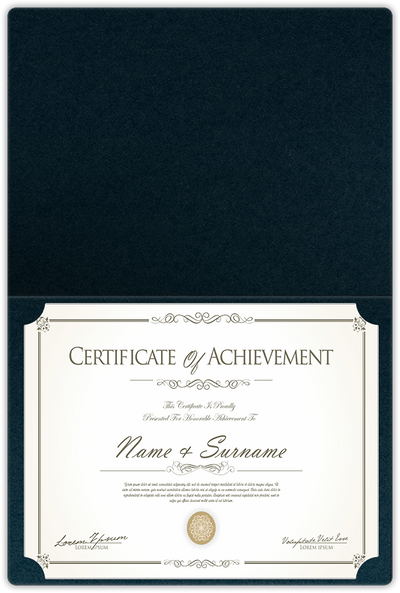 Black Licorice Vellum 100lb 9 1/2 x 12 Landscape or Portrait Certificate Holders with Rounded Corner Slits