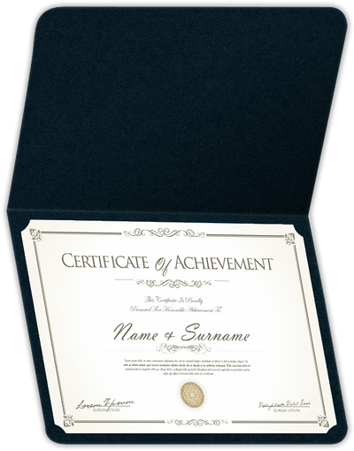 Black Licorice Vellum 100lb 9 1/2 x 12 Landscape or Portrait Certificate Holders with Rounded Corner Slits