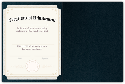 Black Licorice Vellum 100lb 9 1/2 x 12 Landscape or Portrait Certificate Holders with Rounded Corner Slits