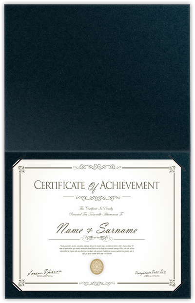 Black Licorice Vellum 100lb 9 1/2 x 12 Landscape or Portrait Certificate Holders with Square Corner Slits (Holds 8 1/2 x 11 Certificate)