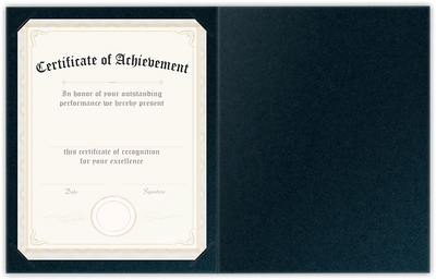 Black Licorice Vellum 100lb 9 1/2 x 12 Landscape or Portrait Certificate Holders with Square Corner Slits (Holds 8 1/2 x 11 Certificate)