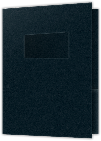 Black Licorice Vellum 100lb 9 x 12 Two Pocket Folders with 4 Inch Pockets and 2 x 4 Window