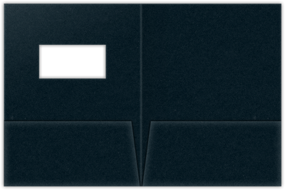 Black Licorice Vellum 100lb 9 x 12 Two Pocket Folders with 4 Inch Pockets and 2 x 4 Window