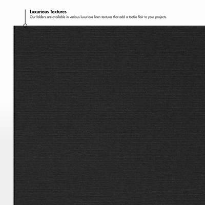 Deep Black Linen 100lb 9 1/2 x 12 Landscape or Portrait Certificate Holders with Square Corner Slits (Holds 8 1/2 x 11 Certificate)