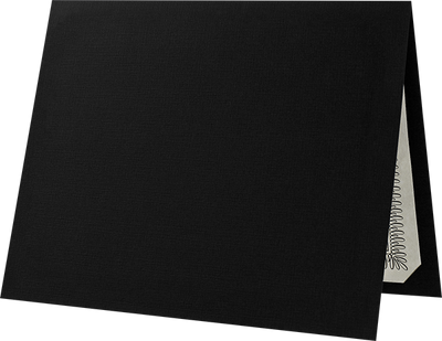 Deep Black Linen 100lb 9 1/2 x 12 Landscape or Portrait Certificate Holders with Square Corner Slits (Holds 8 1/2 x 11 Certificate)