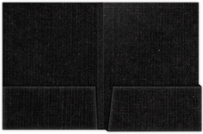 Deep Black Linen 100lb 9 x 12 Two Pocket Folders with 4 1/4 Inch Deep Box Pockets and 1/4 Inch Expansion with Double Score Spine