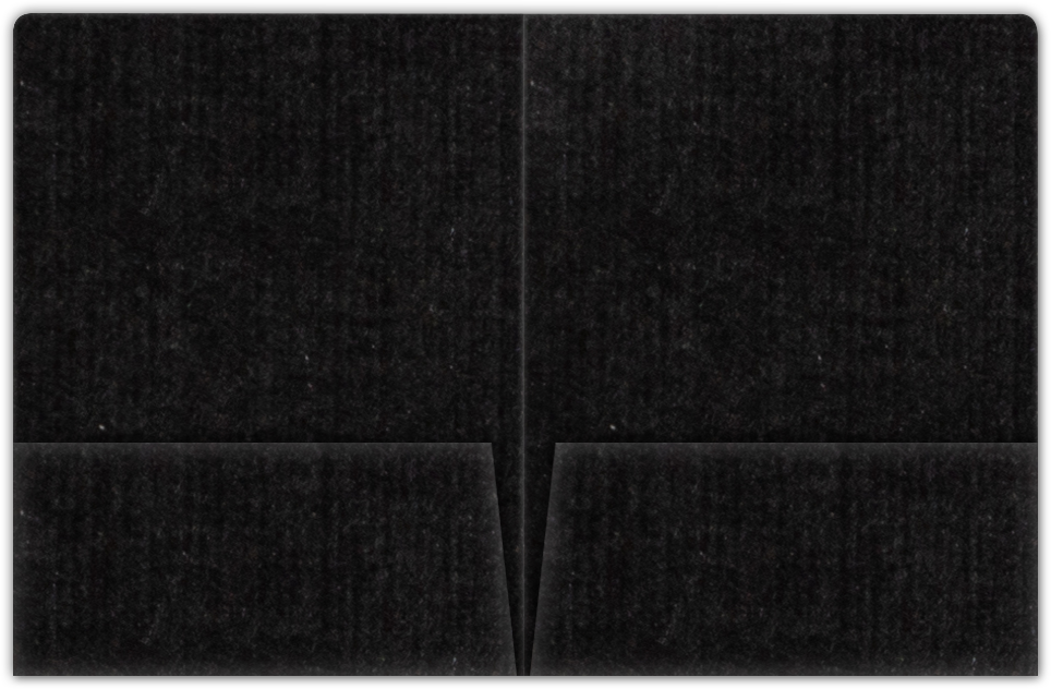 Deep Black Linen 100lb 9 x 12 Two Pocket Round Corner Folders with 4 1/4 Inch Pocket
