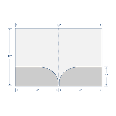 Blue Semi-Gloss 14pt C1S 9 x 12 Two Pocket Folders with 4 Inch Curved Pockets