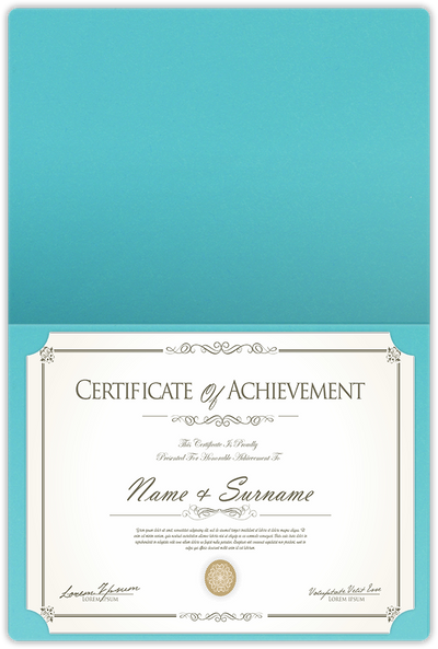 Blue Raspberry Vellum 100lb 9 1/2 x 12 Landscape or Portrait Certificate Holders with Rounded Corner Slits