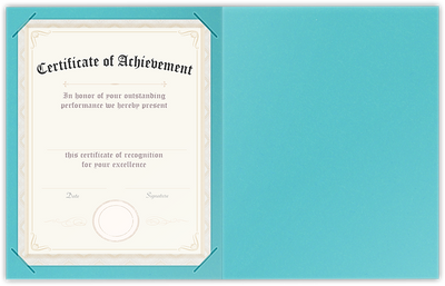 Blue Raspberry Vellum 100lb 9 1/2 x 12 Landscape or Portrait Certificate Holders with Square Corner Slits (Holds 8 1/2 x 11 Certificate)
