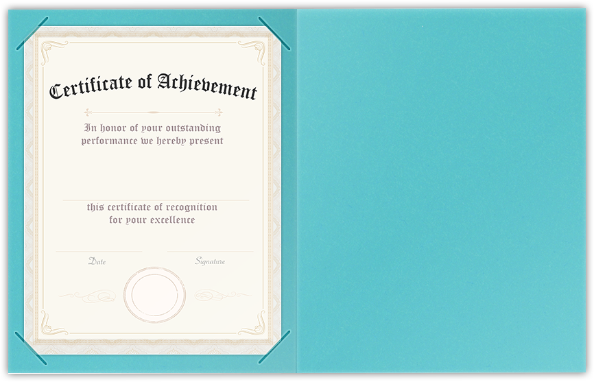 Blue Raspberry Vellum 100lb 9 1/2 x 12 Landscape or Portrait Certificate Holders with Square Corner Slits (Holds 8 1/2 x 11 Certificate)