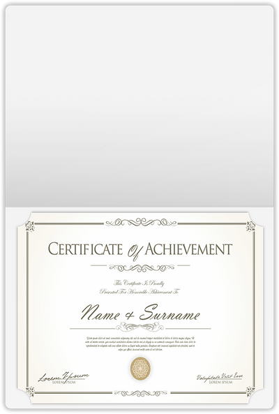 Blue Semi-Gloss 14pt C1S 9 1/2 x 12 Landscape or Portrait Certificate Holders with Rounded Corner Slits