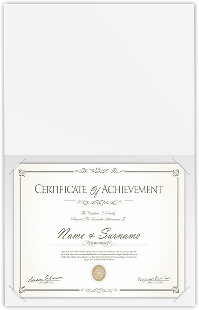 Blue Semi-Gloss 14pt C1S 9 1/2 x 12 Landscape or Portrait Certificate Holders with Square Corner Slits (Holds 8 1/2 x 11 Certificate)