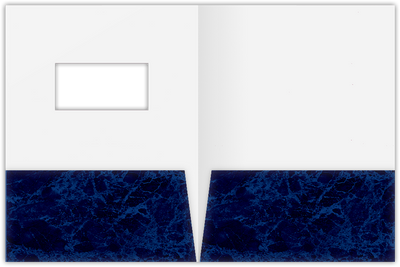 Blue Semi-Gloss 14pt C1S 9 x 12 Two Pocket Folders with 4 Inch Pockets and 2 x 4 Window