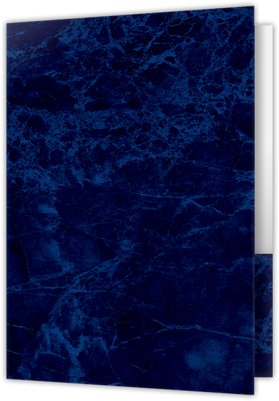 Blue Semi-Gloss 14pt C1S 6 x 9 Two Pocket Half Size Folders with 3 Inch Pockets