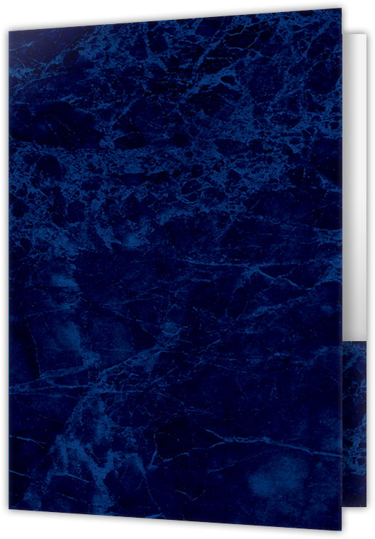 Blue Semi-Gloss 14pt C1S 6 x 9 Two Pocket Half Size Folders with 3 Inch Pockets