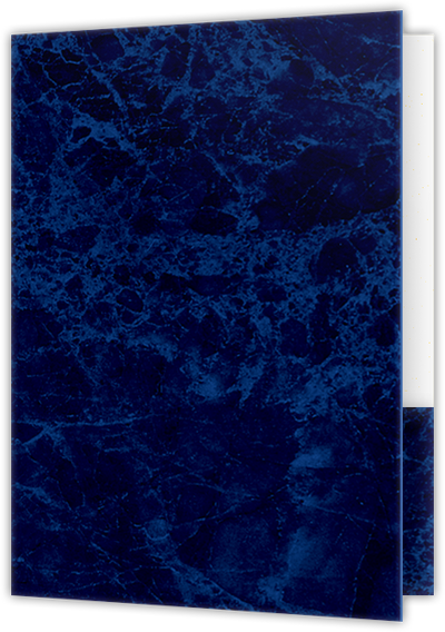 Blue Semi-Gloss 14pt C1S 9 x 12 Two Pocket Folders with 4 Inch Curved Pockets