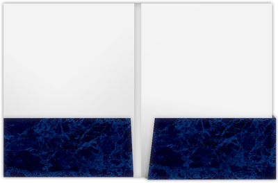 Blue Semi-Gloss 14pt C1S 9 x 12 Two Pocket Folders with 4 1/4 Inch Deep Box Pockets and 1/4 Inch Expansion with Double Score Spine