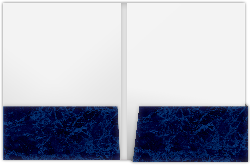 Blue Semi-Gloss 14pt C1S 9 x 12 Two Pocket Folders with 4 1/4 Inch Deep Box Pockets and 1/4 Inch Expansion with Double Score Spine