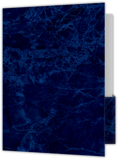 Blue Semi-Gloss 14pt C1S 9 x 12 Two Pocket Folders with 4 1/4 Inch Deep Box Pockets and 1/4 Inch Expansion with Double Score Spine