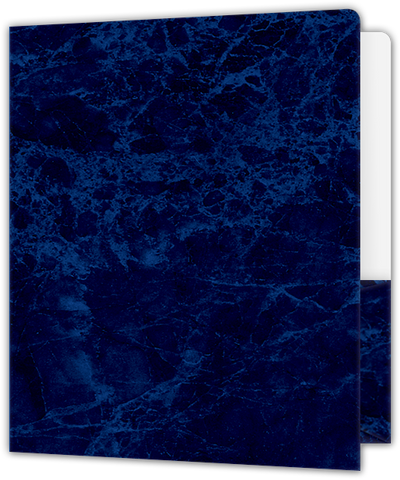 Blue Semi-Gloss 14pt C1S 9 x 12 Two Pocket Round Corner Folders with 4 1/4 Inch Pocket