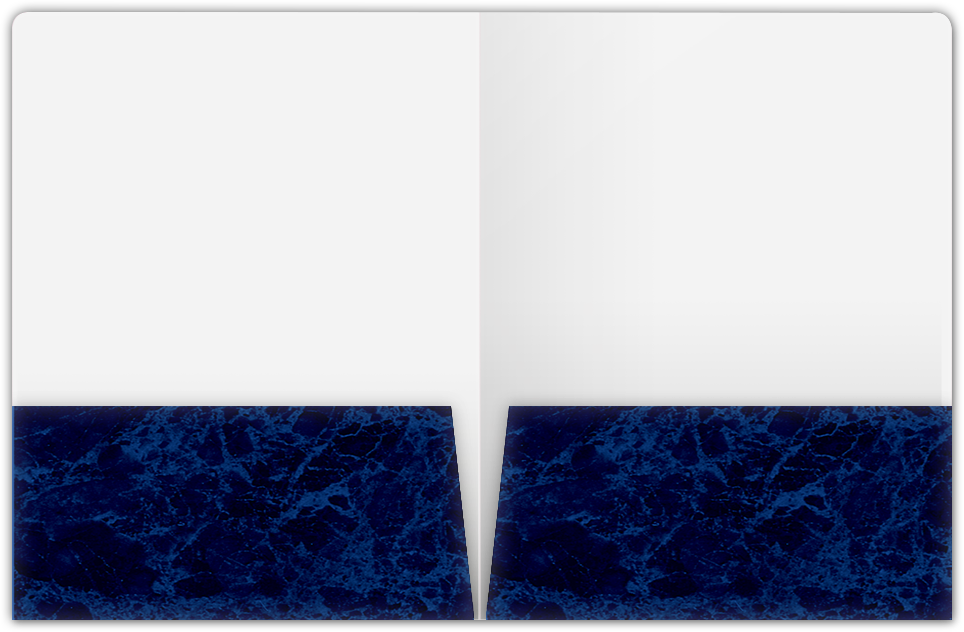Blue Semi-Gloss 14pt C1S 9 x 12 Two Pocket Round Corner Folders with 4 1/4 Inch Pocket