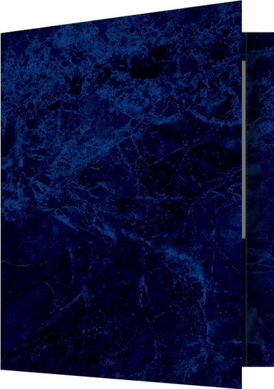 Blue Marblecoat Gloss 14pt C1S 9 1/2 x 11 3/4 Two Pocket Folders with 4 1/2 Inch Pockets and 1 Inch Reinforced Top and Edges