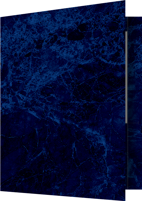Blue Marblecoat Gloss 14pt C1S 9 1/2 x 11 3/4 Two Pocket Folders with 4 1/2 Inch Pockets and 1 Inch Reinforced Top and Edges