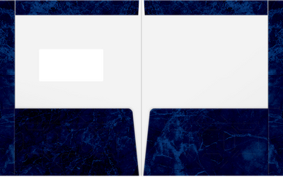 Blue Marblecoat Gloss 14pt C1S 9 1/2 x 11 3/4 Two Pocket Folders with 4 1/2 Inch Pockets and 1 Inch Reinforced Top and Edges
