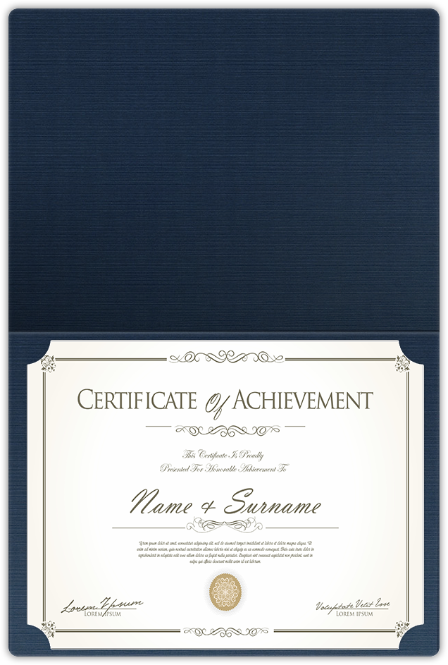 Dark Blue Linen 100lb 9 1/2 x 12 Landscape or Portrait Certificate Holders with Rounded Corner Slits