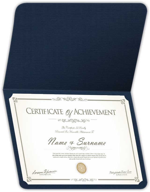 Dark Blue Linen 100lb 9 1/2 x 12 Landscape or Portrait Certificate Holders with Rounded Corner Slits