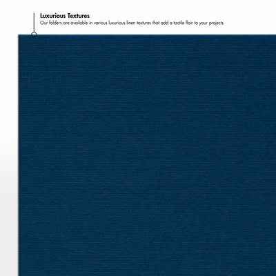 Dark Blue Linen 100lb 9 1/2 x 12 Landscape or Portrait Certificate Holders with Square Corner Slits (Holds 8 1/2 x 11 Certificate)