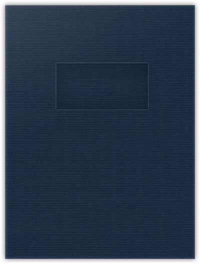 Dark Blue Linen 100lb 9 x 12 Two Pocket Folders with 4 Inch Pockets and 2 x 4 Window