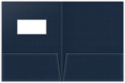 Dark Blue Linen 100lb 9 x 12 Two Pocket Folders with 4 Inch Pockets and 2 x 4 Window