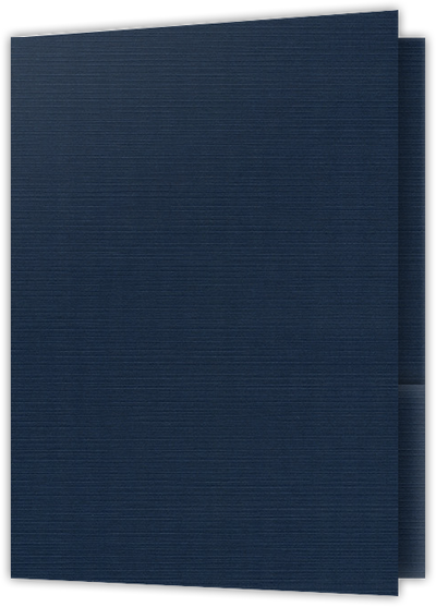 Dark Blue Linen 100lb 9 x 12 Two Pocket Folders with 4 Inch Pockets